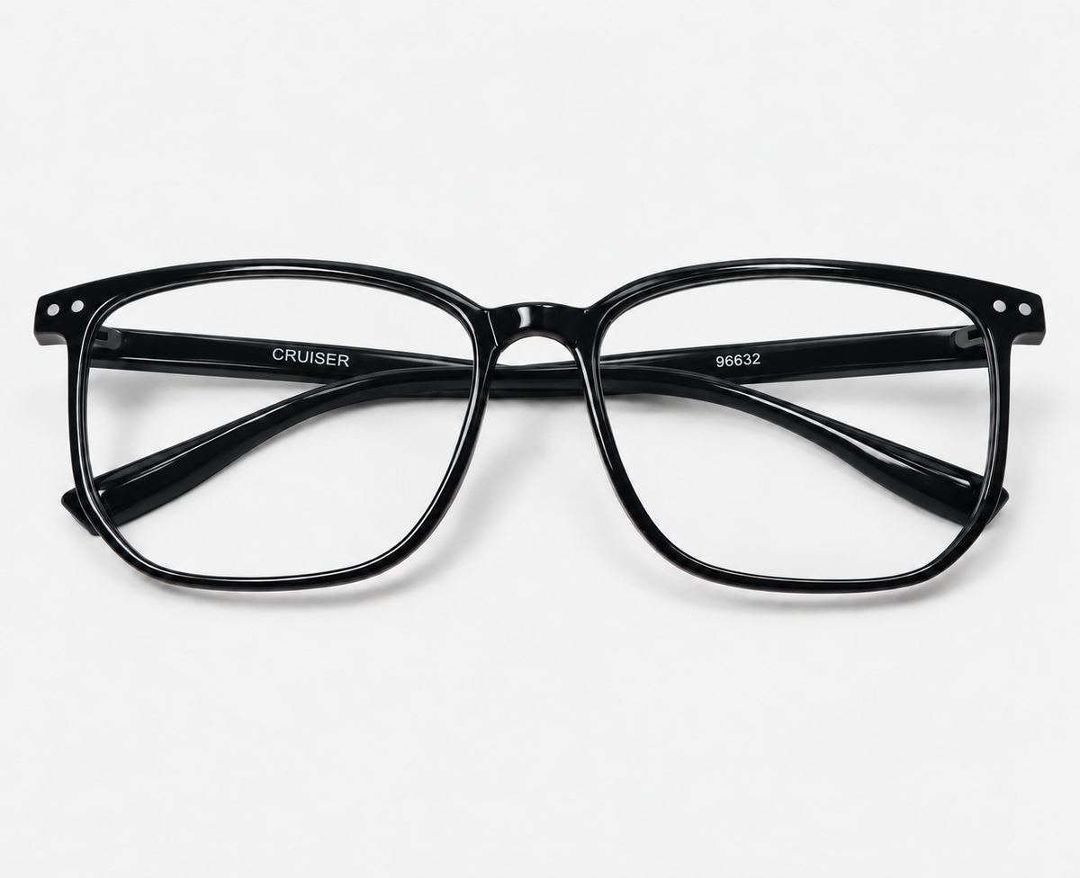 Glossy Black Tortoise Acetate Square Eyeglasses 96632