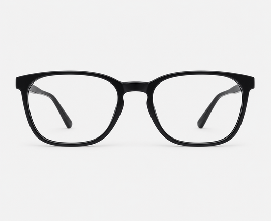 Glossy Black Acetate Square Eyeglasses 96642
