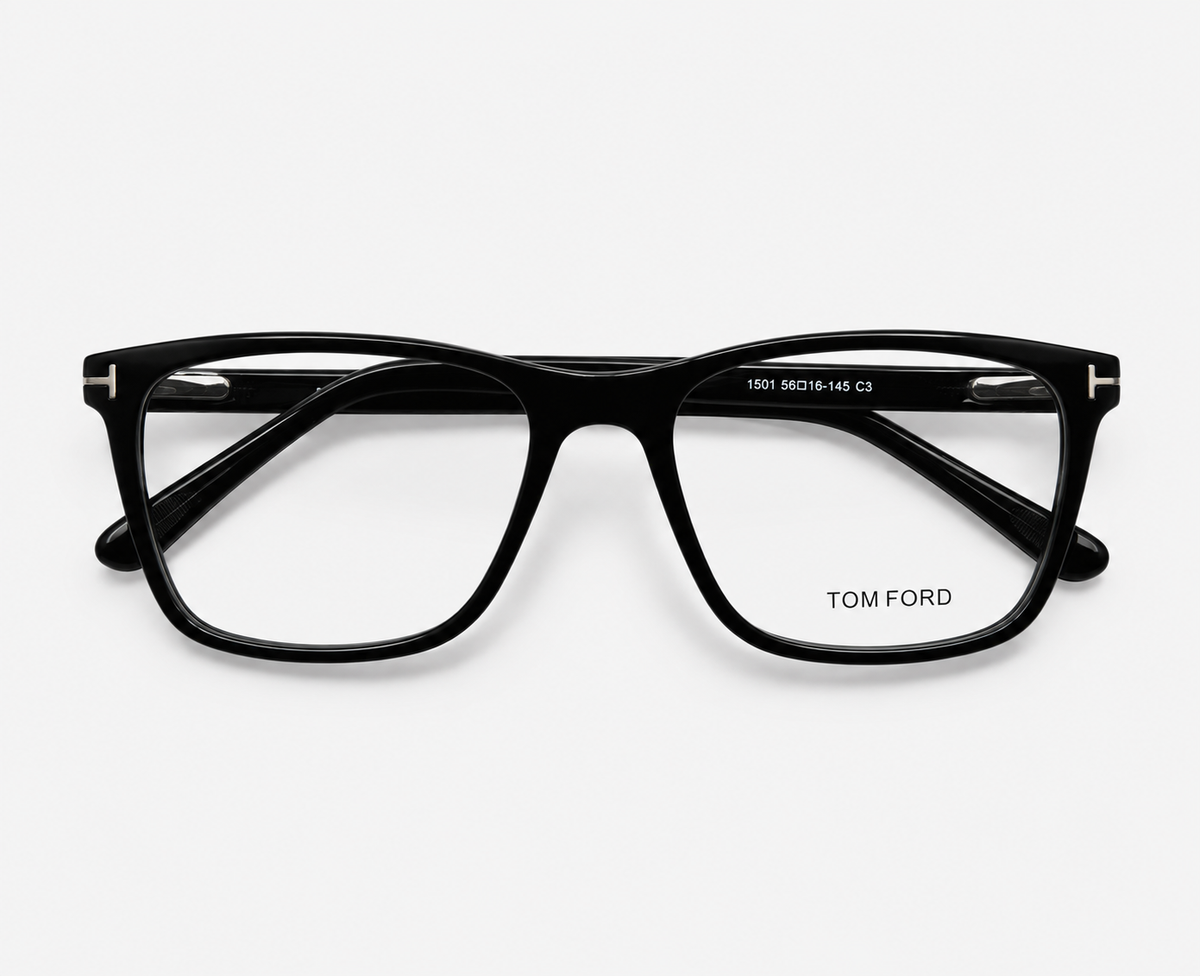 Tom Ford TF5907-B 001 Black Rectangular Eyeglasses – 54-17-145