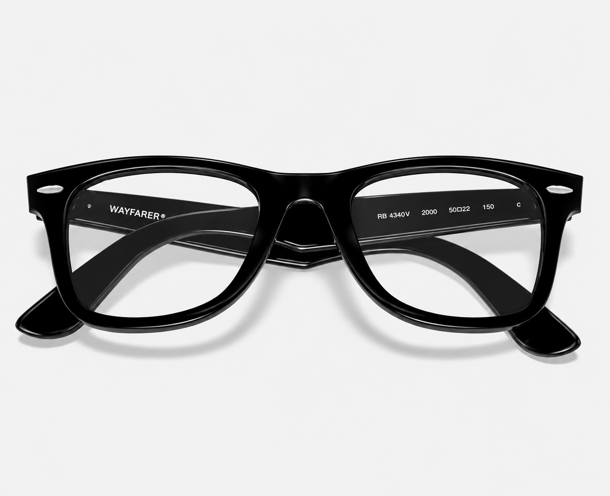 Ray-Ban RB5121 2000 Glossy Black Acetate Wayfarer Eyeglasses – 50-22-150