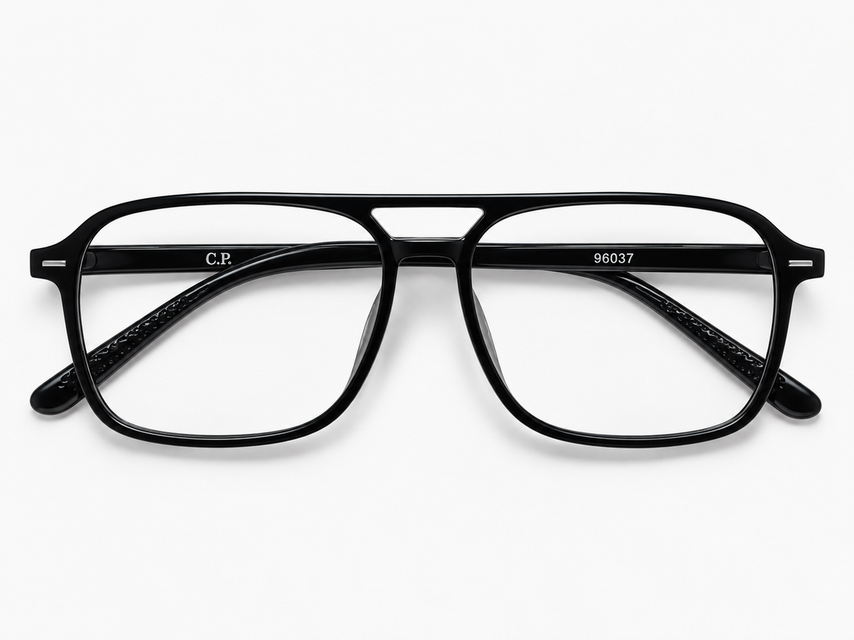 LUMINA 96637 Glossy Black Acetate Square Eyeglasses