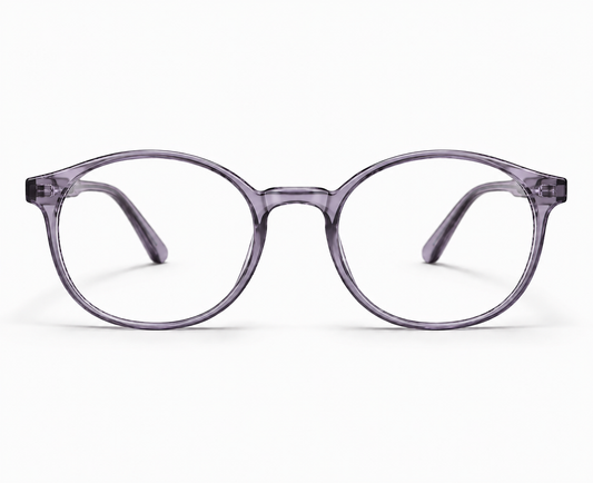 LUMINA 2525 C6 Glossy Transparent Lavender Grey Acetate Round-Panto Eyeglasses – 47-19-138
