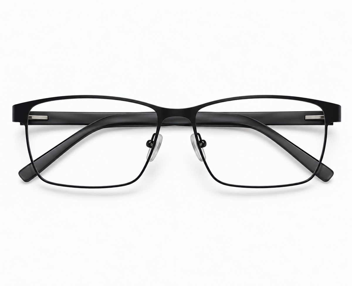 LUMINA 1521 C1 Matte Black Metal Rectangle Eyeglasses – 53-17-145