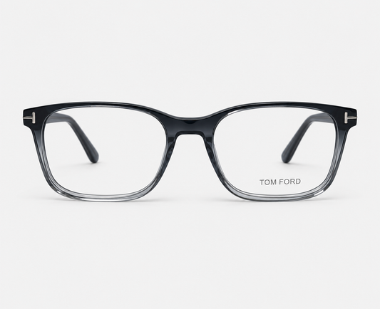 Tom Ford Shiny TF6105 C6 Glossy Black Acetate Rectangular Eyeglasses – 52-18-145