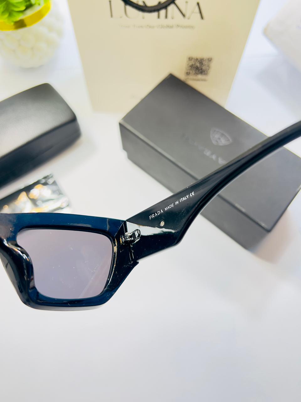 Lumina Urban Edge Rectangular Sunglasses – Matte Black Edition