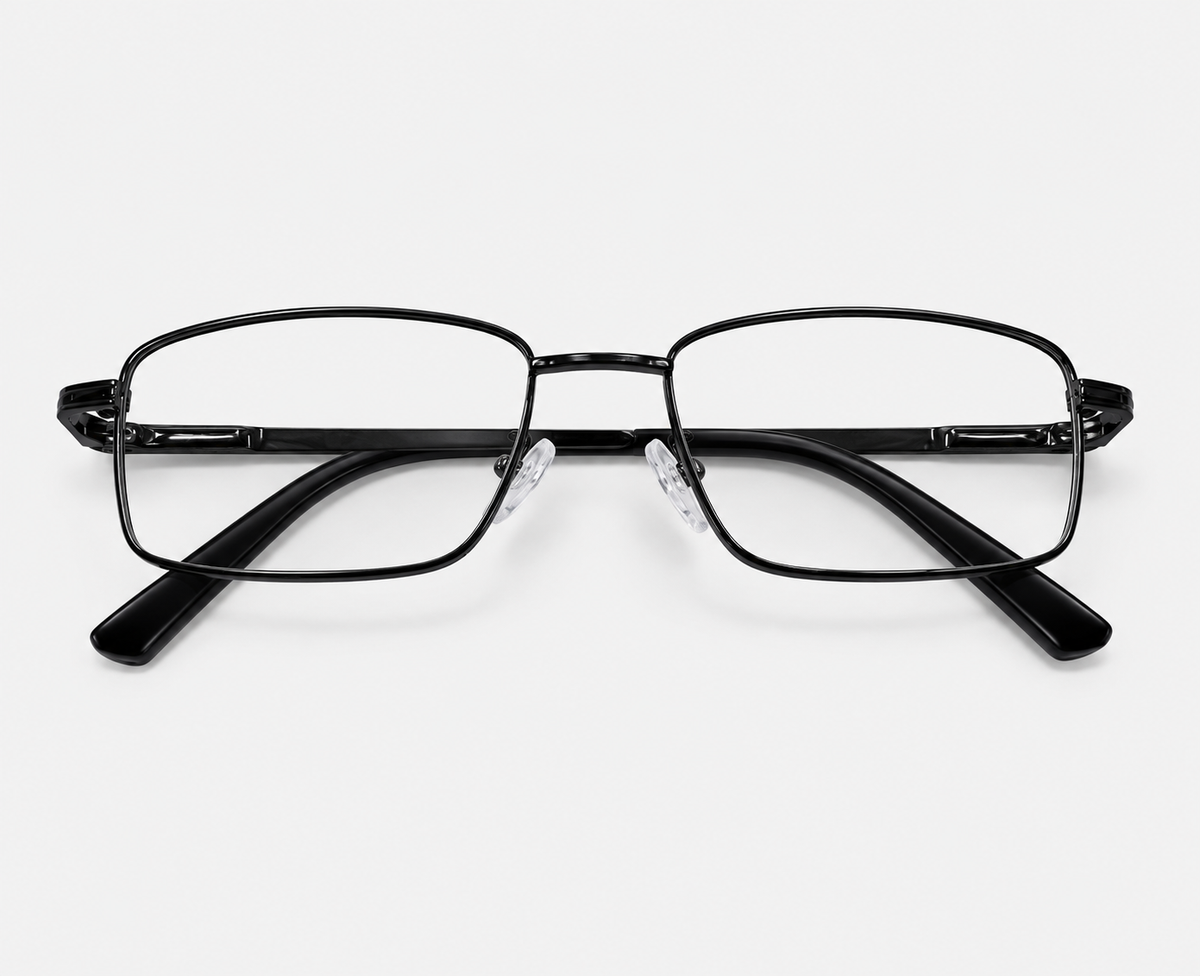 AL7010 Black Metal Geometric Eyeglasses – 52-19-140