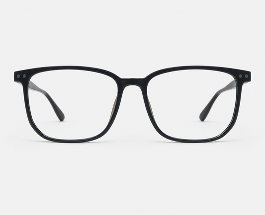 Glossy Black Tortoise Acetate Square Eyeglasses 96632