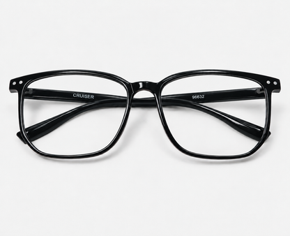 Glossy Black Tortoise Acetate Square Eyeglasses 96632