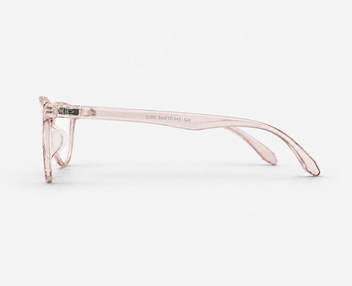 LUMINA 2520 C4 Glossy Transparent Blush Pink Acetate Square Eyeglasses – 53-17-147