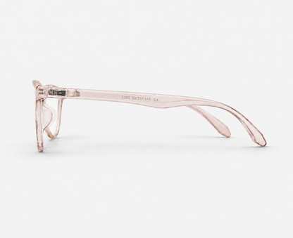 LUMINA 2520 C4 Glossy Transparent Blush Pink Acetate Square Eyeglasses – 53-17-147