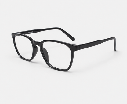 Glossy Matte Black Acetate Square Eyeglasses 96642