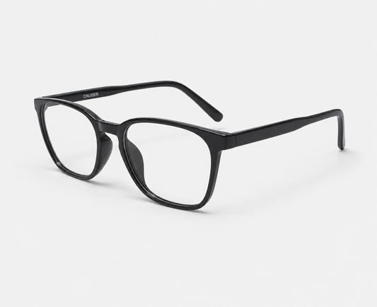 Glossy Matte Black Acetate Square Eyeglasses 96642