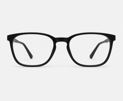 Glossy Matte Black Acetate Square Eyeglasses 96642