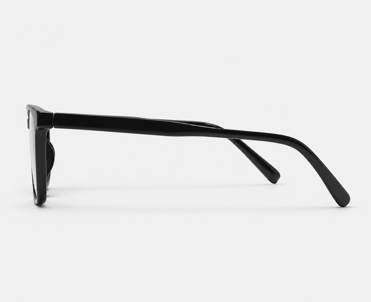 Glossy Black Acetate Square Eyeglasses 96642