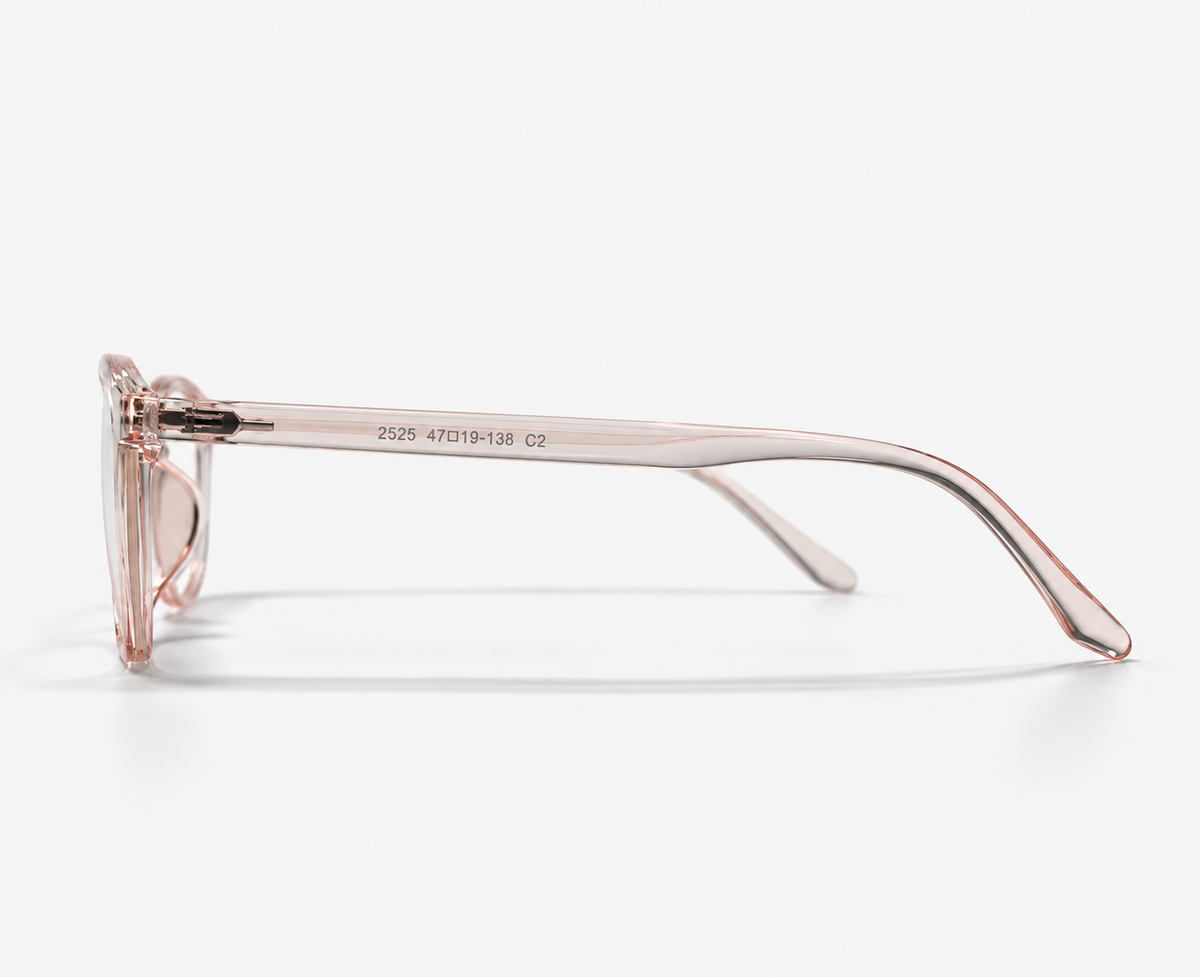 LUMINA 2525 C2 Glossy Transparent Rose Pink Acetate Round-Panto Eyeglasses – 47-19-138
