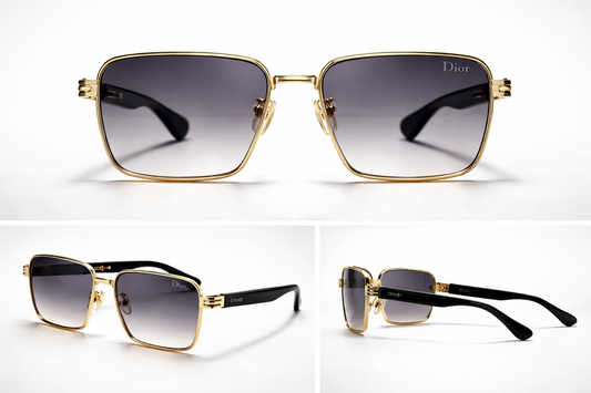 Dior Gold & Black Square Gradient Sunglasses