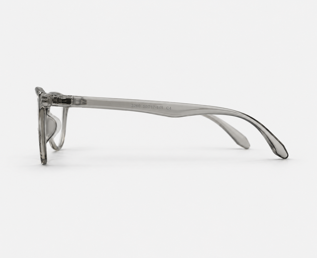 Color Eyewear 2520 C4 Transparent Smoke Grey Square Eyeglasses – 53-17-147