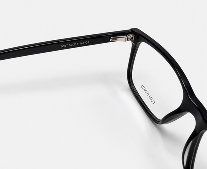 Tom Ford TF5907-B 001 Black Rectangular Eyeglasses – 54-17-145