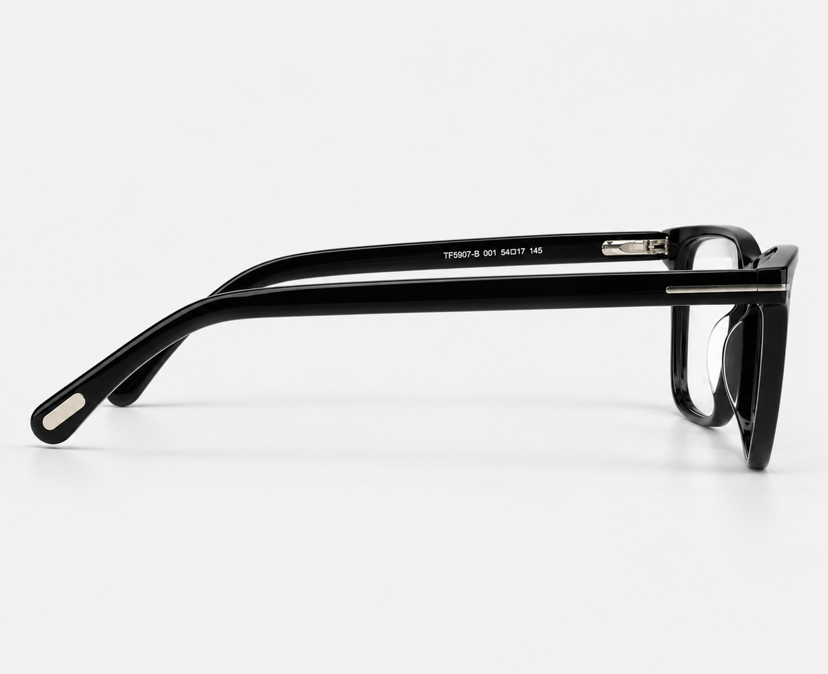 Tom Ford TF5907-B 001 Black Rectangular Eyeglasses – 54-17-145