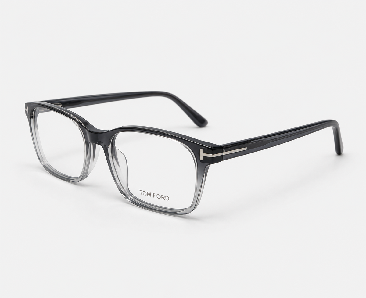Tom Ford Shiny TF6105 C6 Glossy Black Acetate Rectangular Eyeglasses – 52-18-145