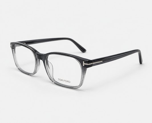 Tom Ford Shiny TF6105 C6 Glossy Black Acetate Rectangular Eyeglasses – 52-18-145