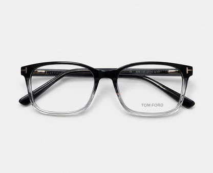 Tom Ford Shiny TF6105 C6 Glossy Black Acetate Rectangular Eyeglasses – 52-18-145