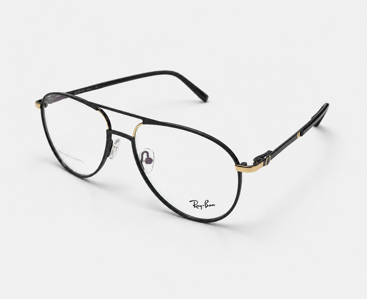 Ray-Ban 75904 Black Metal Aviator Eyeglasses – 53-17-145