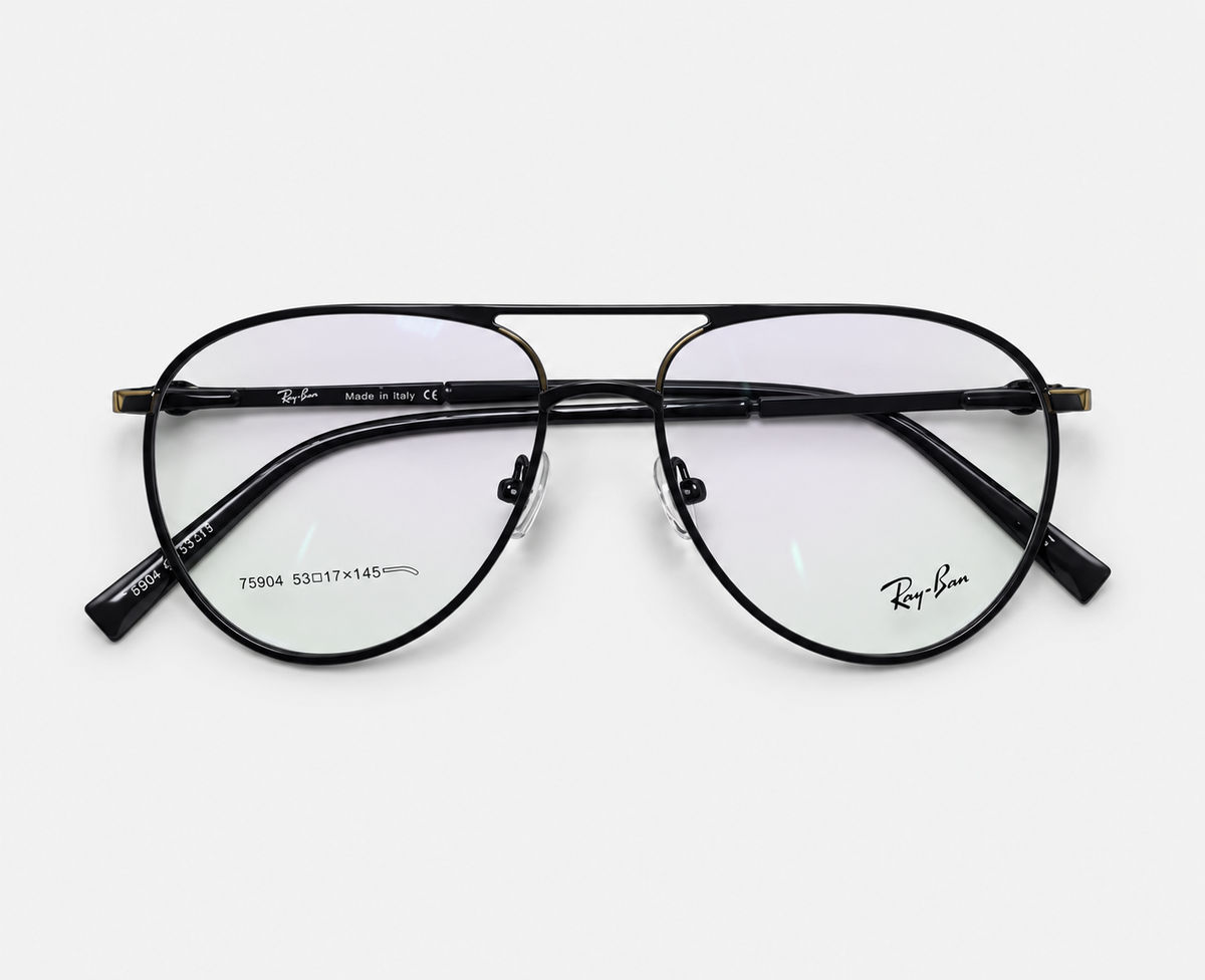 Ray-Ban 75904 Black Metal Aviator Eyeglasses – 53-17-145