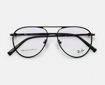 Ray-Ban 75904 Black Metal Aviator Eyeglasses – 53-17-145