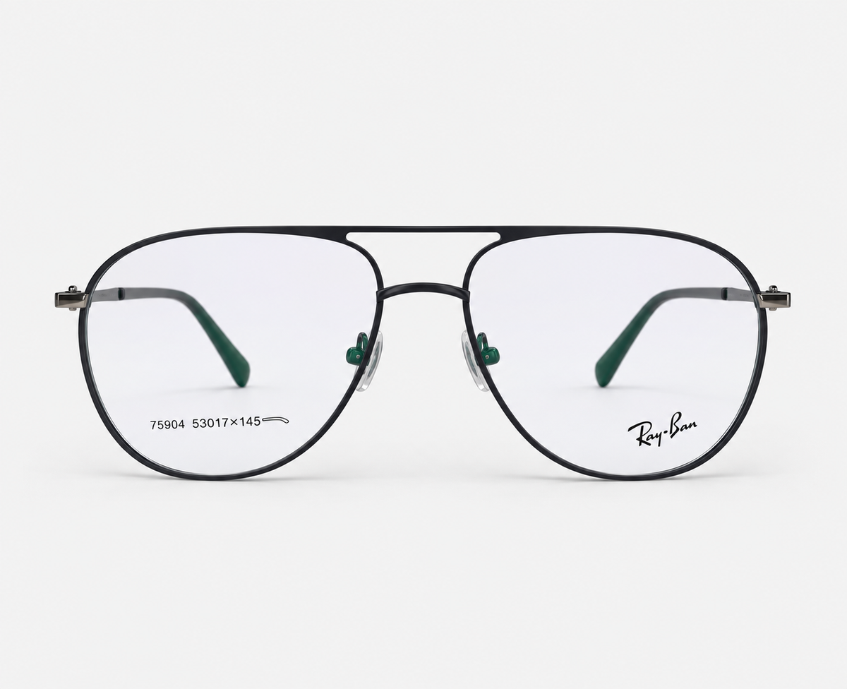 Ray-Ban 75904 Black Metal Aviator Eyeglasses – 53-17-145