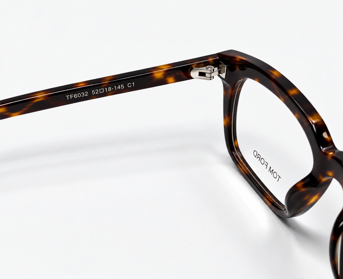 Tom Ford TF6032 C1 Tortoise Rectangular Eyeglasses – 52-18-145
