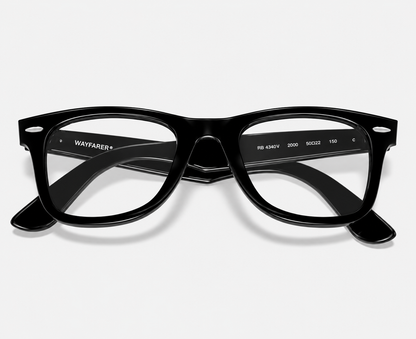 Ray-Ban RB5121 2000 Glossy Black Acetate Wayfarer Eyeglasses – 50-22-150
