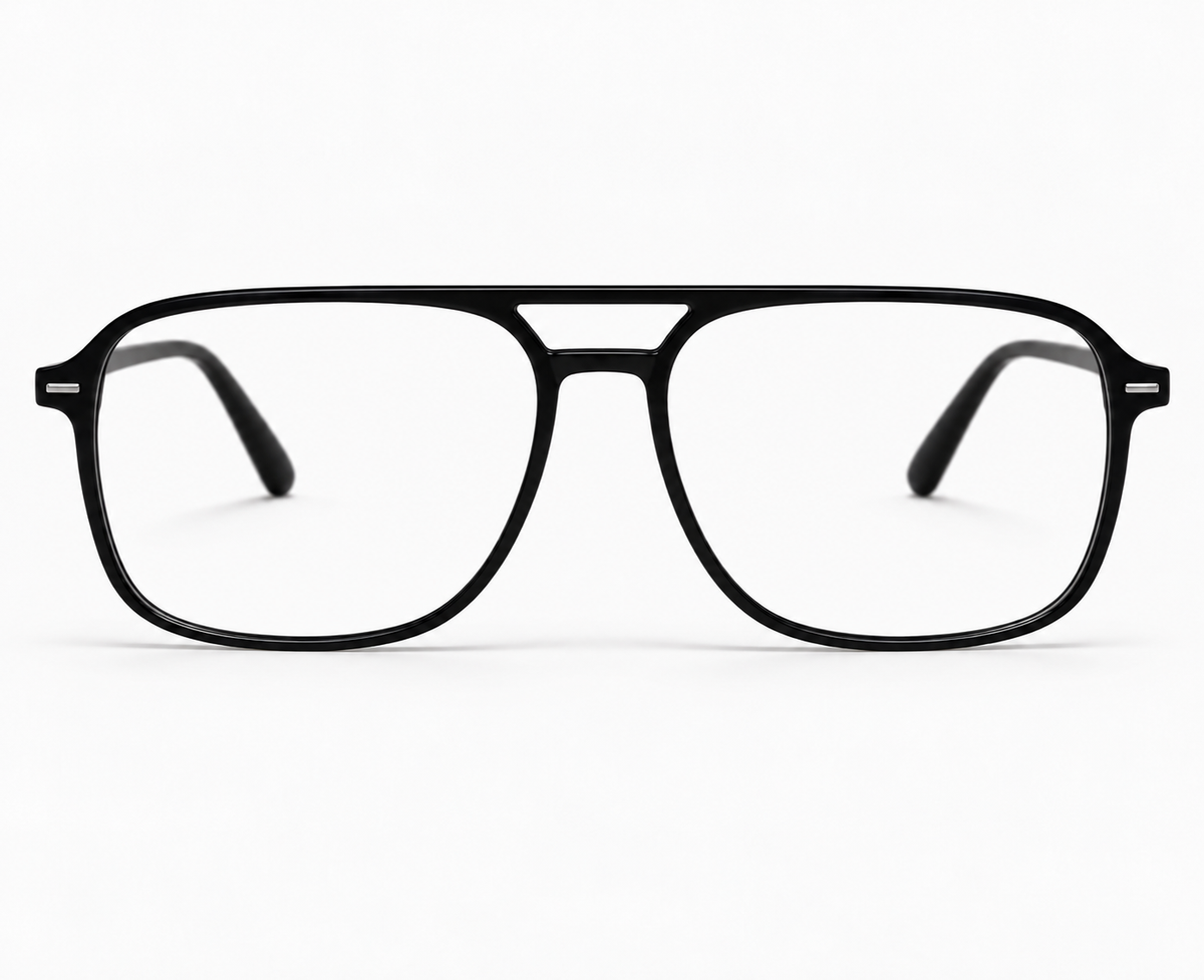LUMINA 96637 Glossy Black Acetate Square Eyeglasses