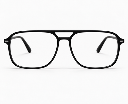LUMINA 96637 Glossy Black Acetate Square Eyeglasses