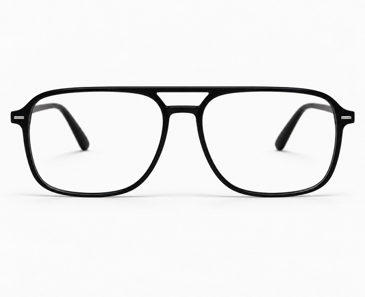 LUMINA 96637 Glossy Black Acetate Square Eyeglasses