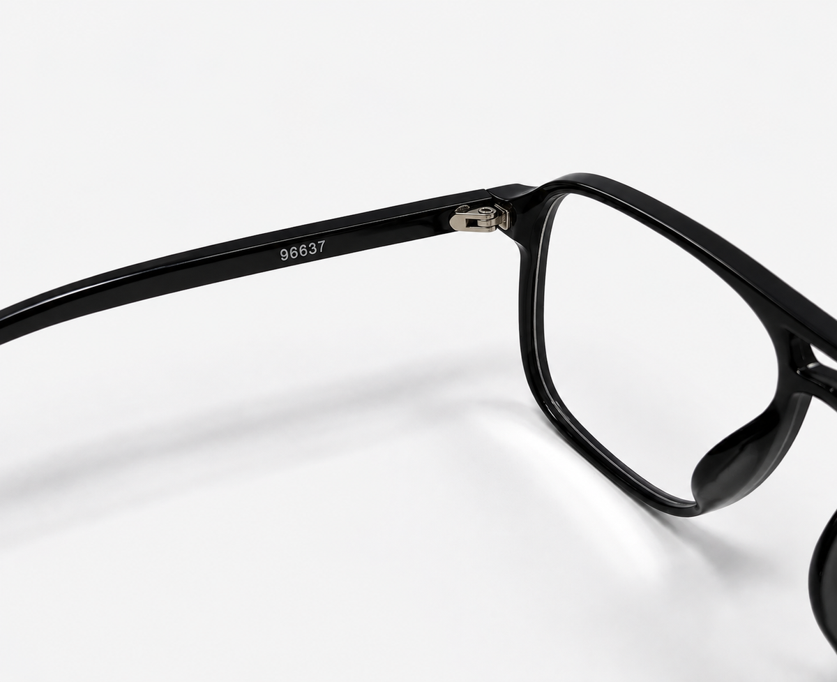 LUMINA 96637 Glossy Black Acetate Square Eyeglasses