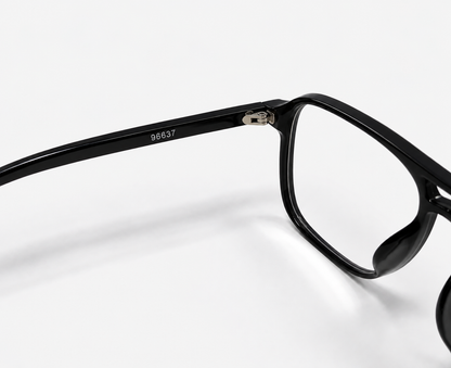 LUMINA 96637 Glossy Black Acetate Square Eyeglasses