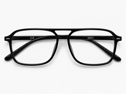 LUMINA 96637 Glossy Black Acetate Square Eyeglasses