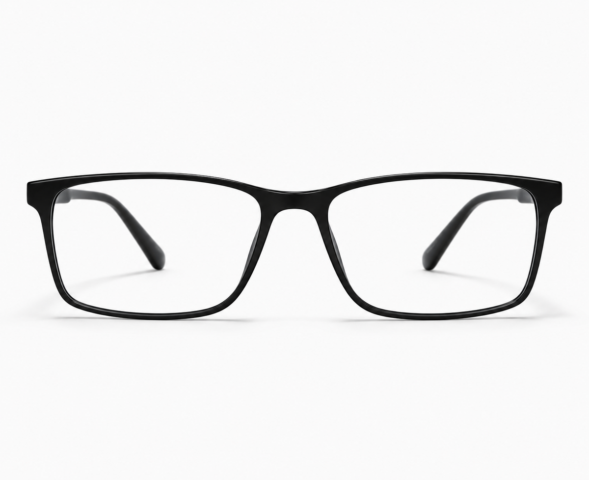 LUMINA 2505 C2 Glossy Black Acetate Square Eyeglasses – 52-16-140