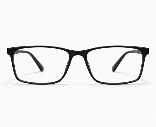 LUMINA 2505 C2 Glossy Black Acetate Square Eyeglasses – 52-16-140