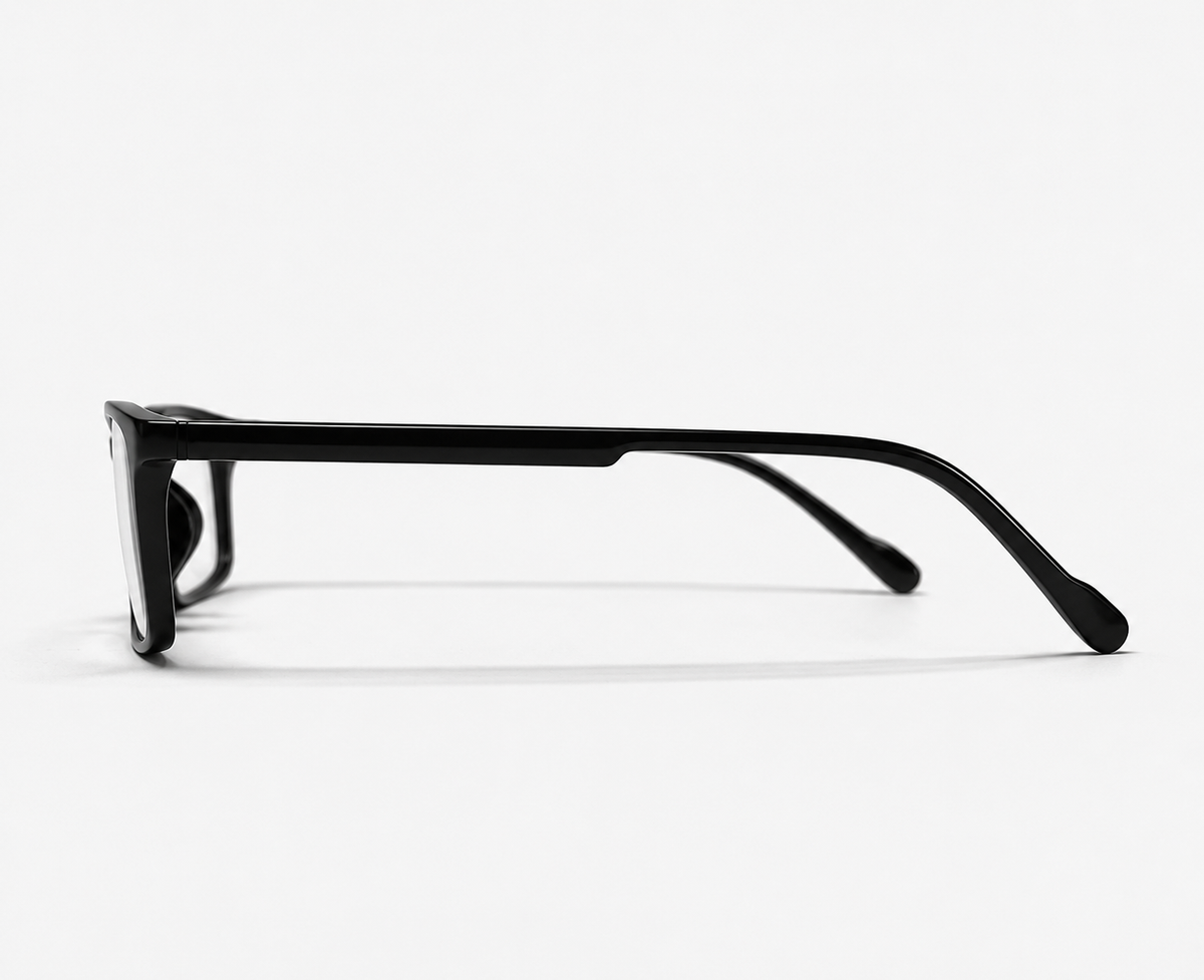 LUMINA 2505 C2 Glossy Black Acetate Square Eyeglasses – 52-16-140