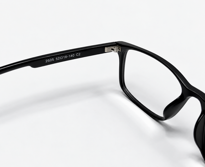 LUMINA 2505 C2 Glossy Black Acetate Square Eyeglasses – 52-16-140