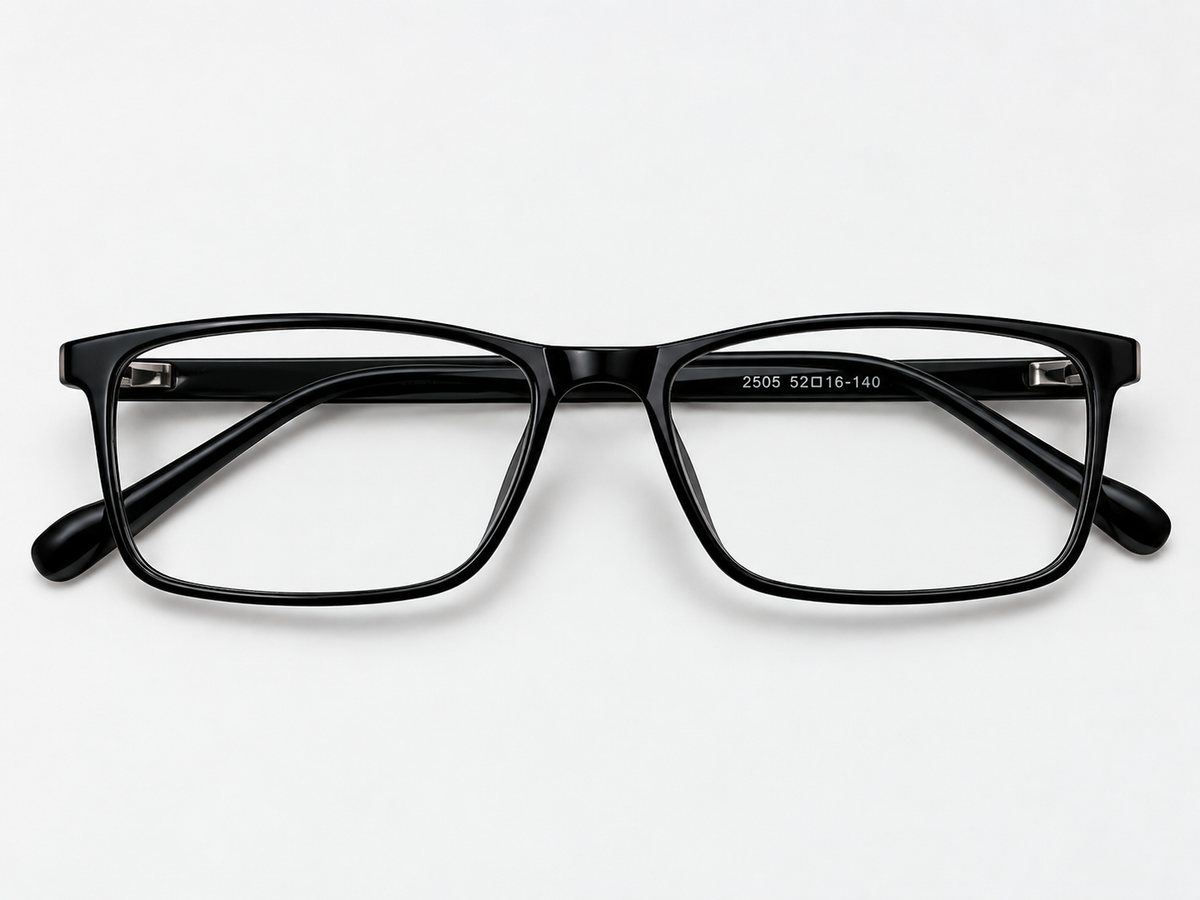 LUMINA 2505 C2 Glossy Black Acetate Square Eyeglasses – 52-16-140