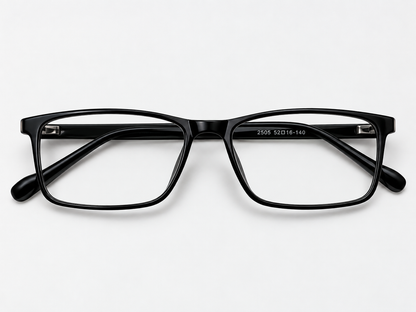 LUMINA 2505 C2 Glossy Black Acetate Square Eyeglasses – 52-16-140