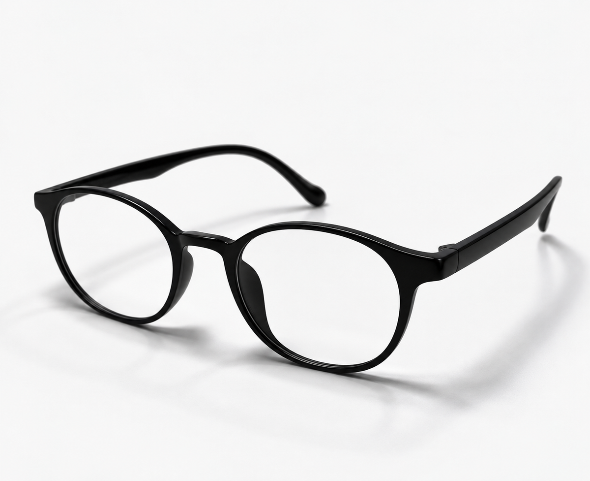 LUMINA 2516 C1 Glossy Black Acetate Round-Panto Eyeglasses – 48-18-143