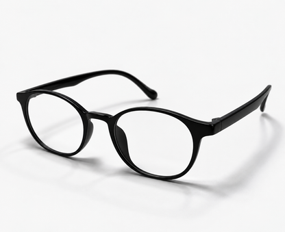 LUMINA 2516 C1 Glossy Black Acetate Round-Panto Eyeglasses – 48-18-143