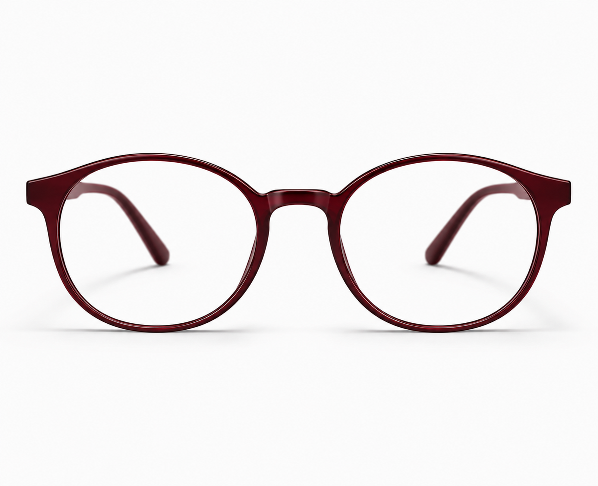 LUMINA 2516 C6 Glossy Maroon Acetate Round-Panto Eyeglasses – 48-19-143