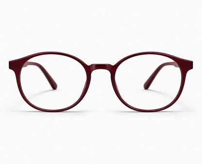 LUMINA 2516 C6 Glossy Maroon Acetate Round-Panto Eyeglasses – 48-19-143