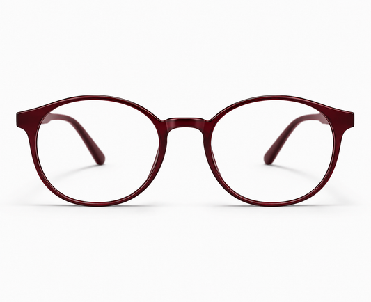 LUMINA 2516 C6 Glossy Maroon Acetate Round-Panto Eyeglasses – 48-19-143