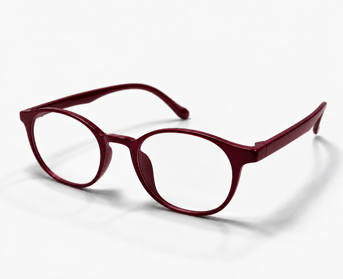 LUMINA 2516 C6 Glossy Maroon Acetate Round-Panto Eyeglasses – 48-19-143